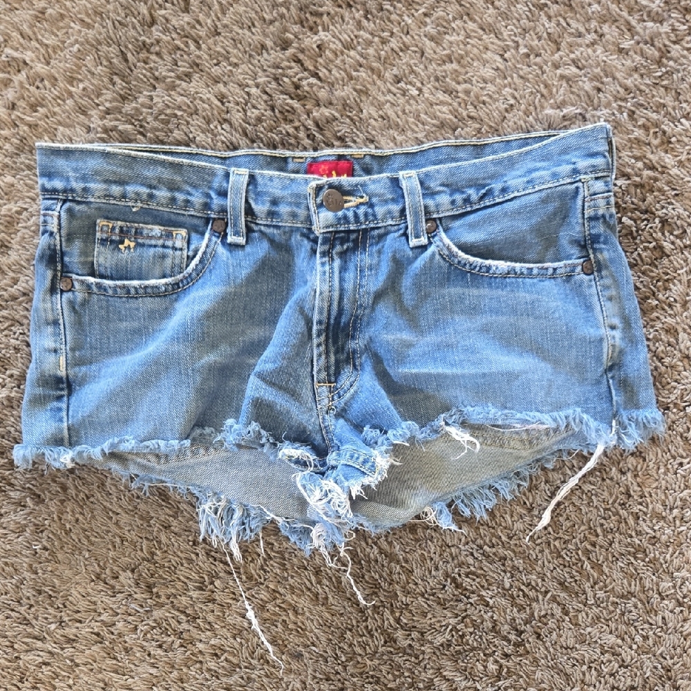 TILT Blue Frayed Jean Shorts